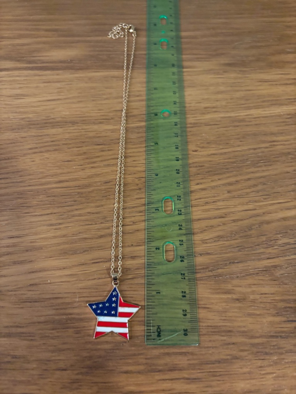 American Flag Gold-Tone Star Pendant Necklace 4th of July New - Picture 5 of 7
